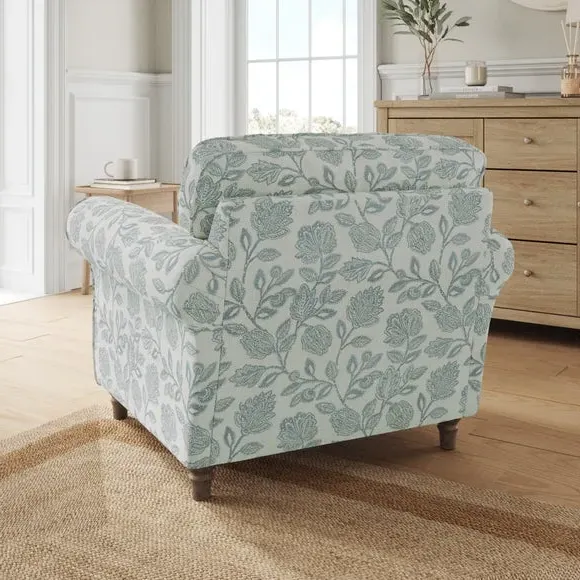 Woven Floral Armchair - Blue, Fabric