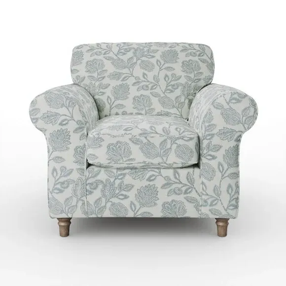 Woven Floral Armchair - Blue, Fabric