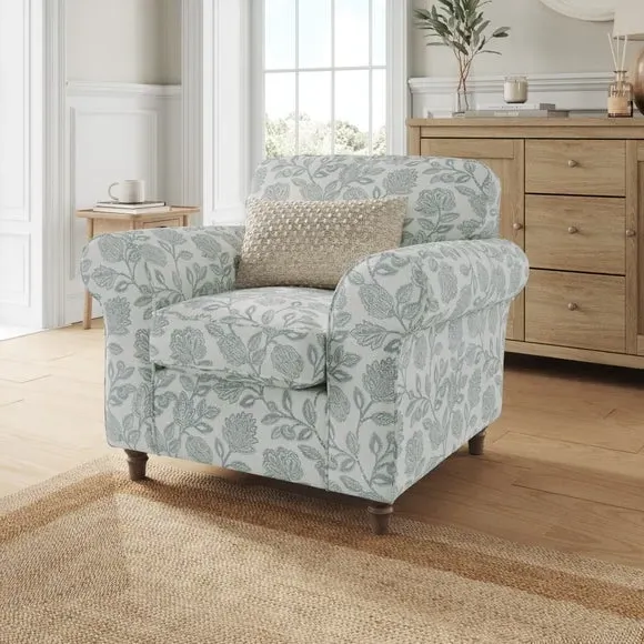 Woven Floral Armchair - Blue, Fabric image