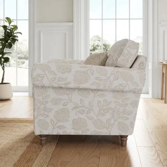 Woven Floral Armchair - Natural, Fabric