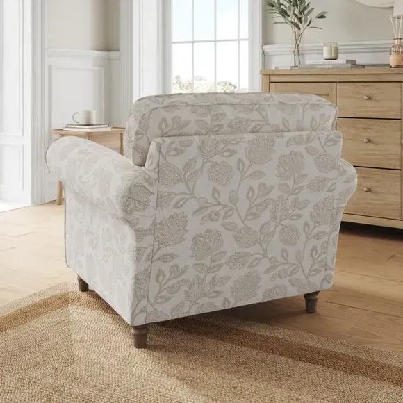 Woven Floral Armchair - Natural, Fabric