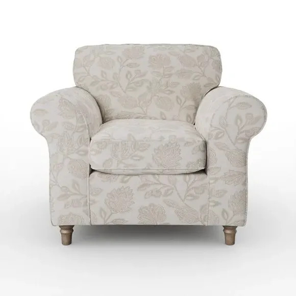 Woven Floral Armchair - Natural, Fabric