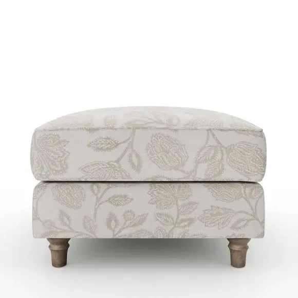 Woven Footstool with Curved Arms - Natural, Fabric