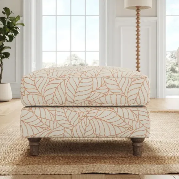 Woven Footstool with Turned Legs - Butterscotch