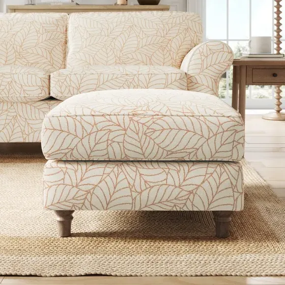 Woven Footstool with Turned Legs - Butterscotch