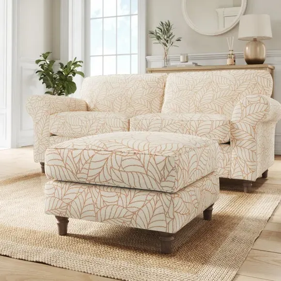 Woven Footstool with Turned Legs - Butterscotch image