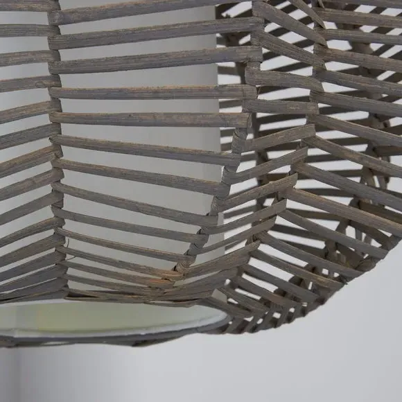Woven Pendant Light Shade - Grey, Wicker