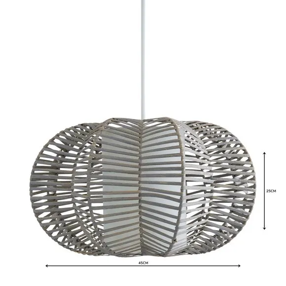 Woven Pendant Light Shade - Grey, Wicker