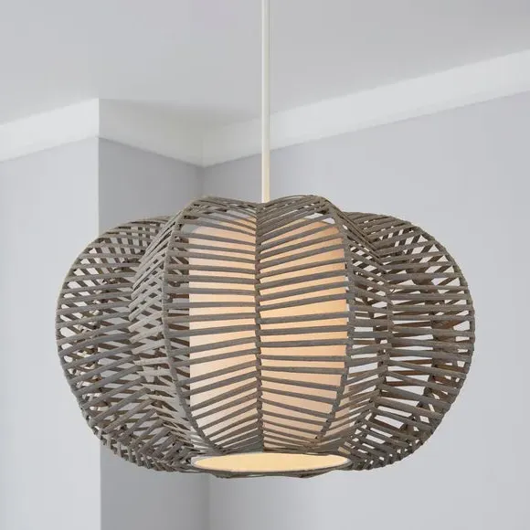 Woven Pendant Light Shade - Grey, Wicker image