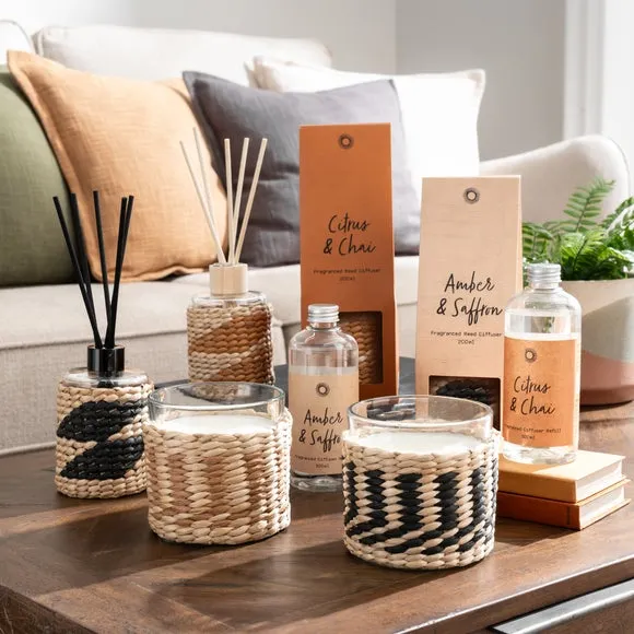 Woven Reed Diffuser - Black, Glass