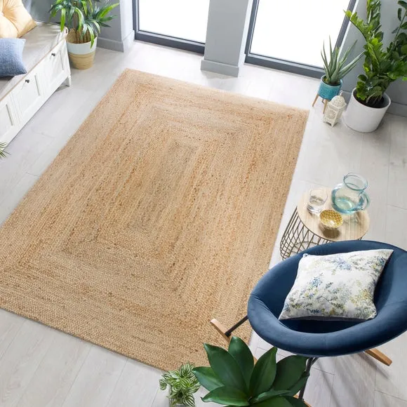 Woven Rug with Reversible Design - Natural, Jute image