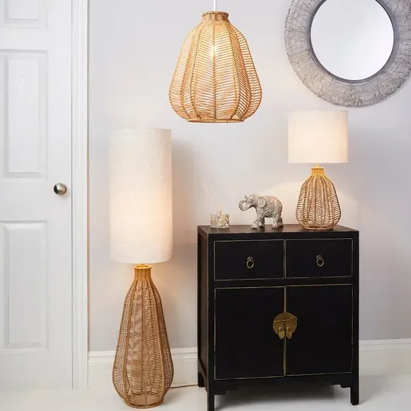Woven String Easy Fit Pendant Shade - Beige