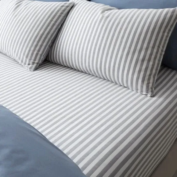 Woven Stripe Fitted Sheet - Blue, Cotton image