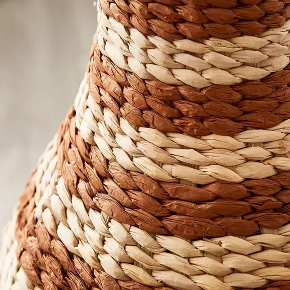 Woven Stripe Vase - Brown, Natural Rush