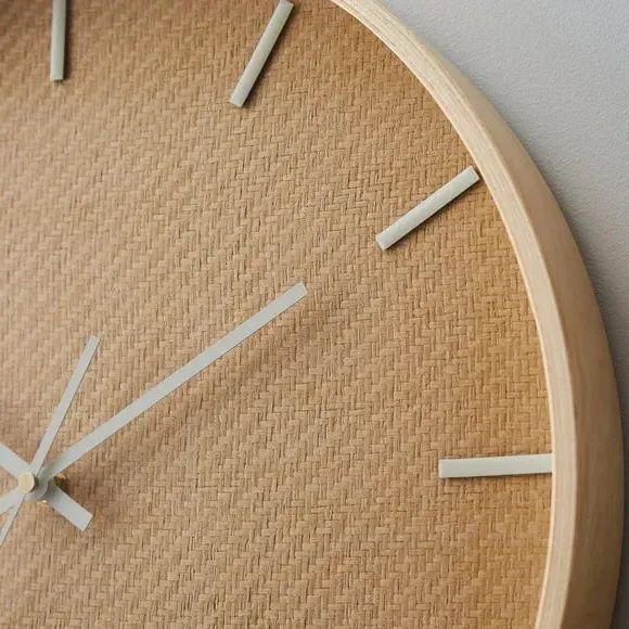 Woven Wall Clock - Wood, Rattan Paper