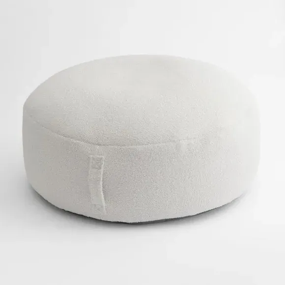 XL Footstool with Polybead Fill - Ivory, Sherpa