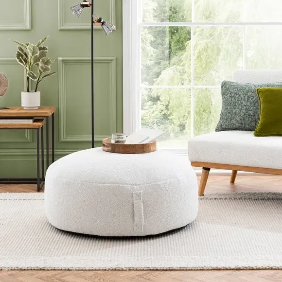 XL Footstool with Polybead Fill - Ivory, Sherpa image