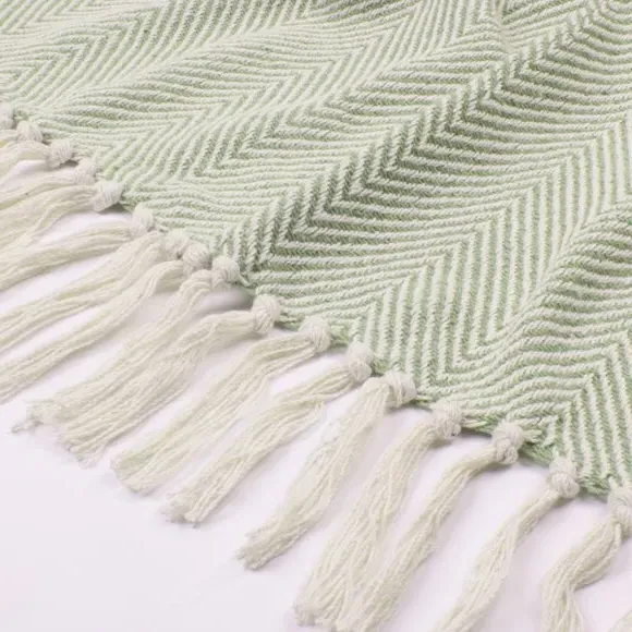 XL Herringbone Throw Blanket - Fern, Cotton