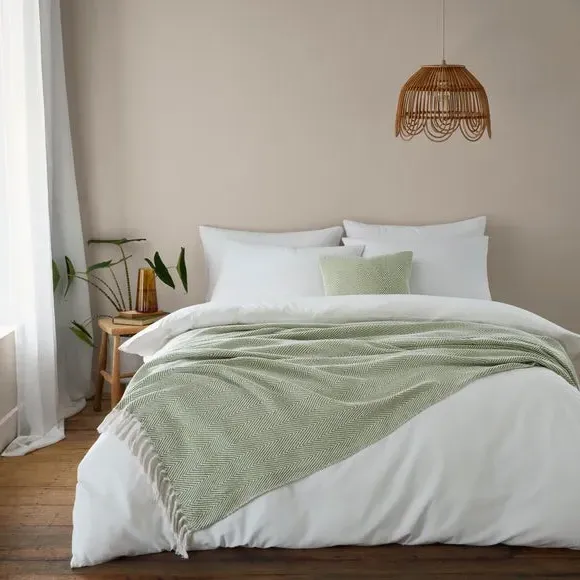 XL Herringbone Throw Blanket - Fern, Cotton