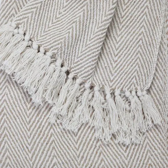XL Herringbone Throw Blanket - Natural, Cotton