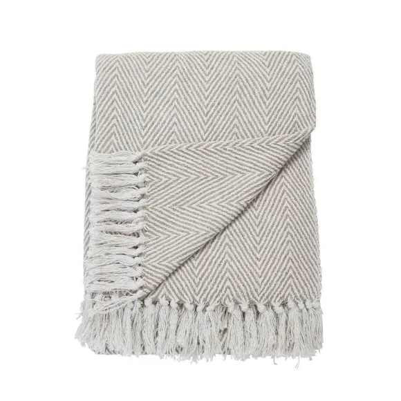 XL Herringbone Throw Blanket - Natural, Cotton