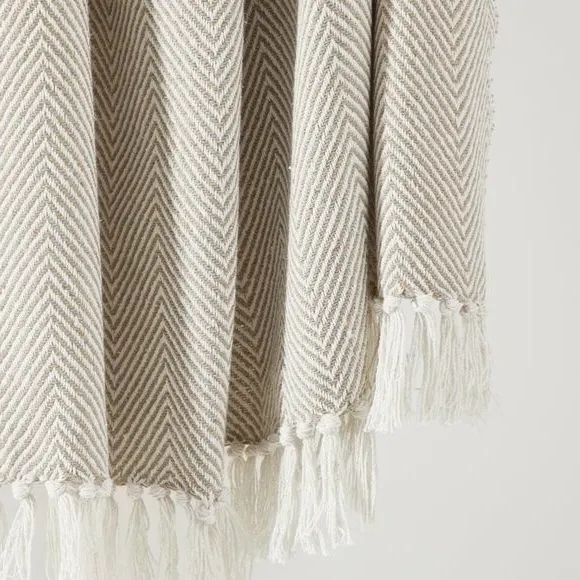 XL Herringbone Throw Blanket - Natural, Cotton