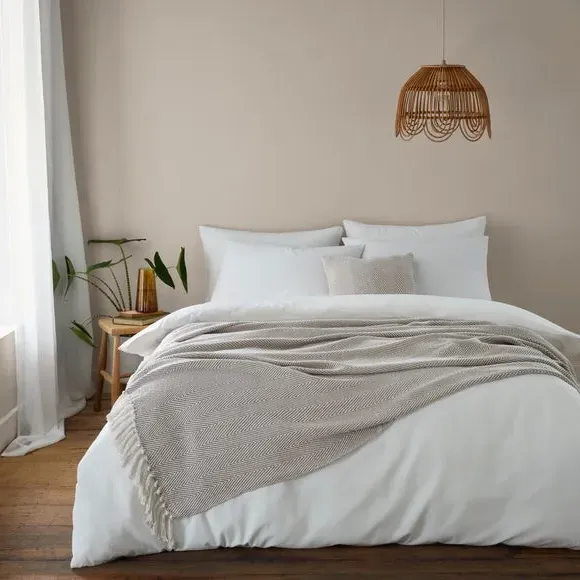 XL Herringbone Throw Blanket - Natural, Cotton