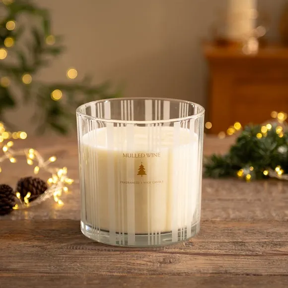 XL Multi Wick Candle Striped - Clear Glass