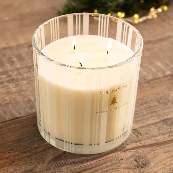 XL Multi Wick Candle Striped - Clear Glass