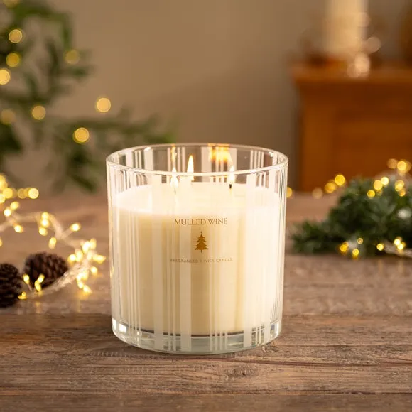XL Multi Wick Candle Striped - Clear Glass image