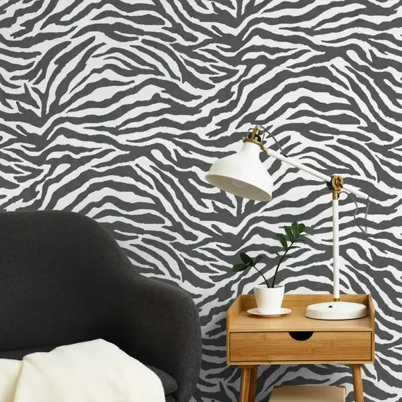 Zebra Pattern Wallpaper - Black