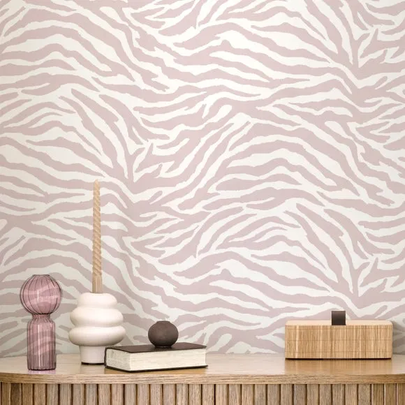 Zebra Pattern Wallpaper - Pink