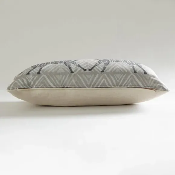 Zebra Print Cushion with Zip Cover - Grey