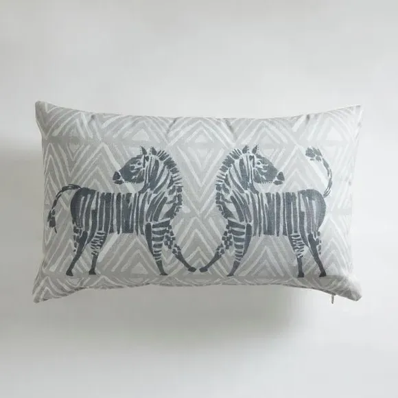 Zebra Print Cushion with Zip Cover - Grey image