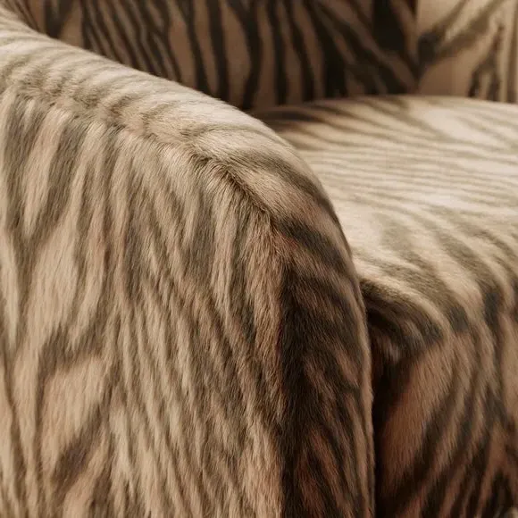 Zebra Print Tub Chair - Brown, Faux Fur