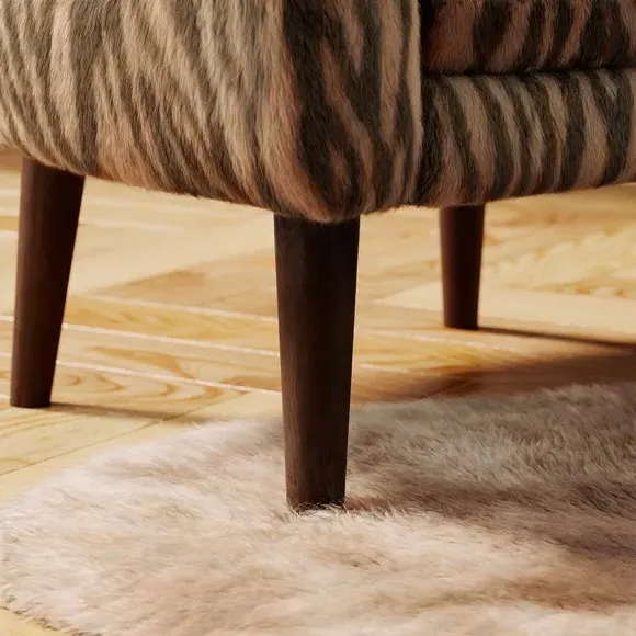 Zebra Print Tub Chair - Brown, Faux Fur