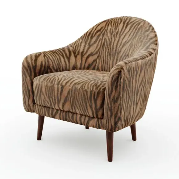 Zebra Print Tub Chair - Brown, Faux Fur