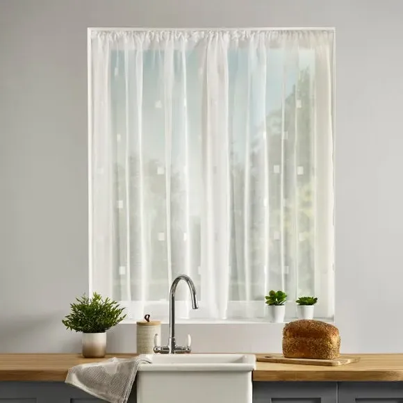Zen Lace Net Curtain Fabric Slot Top - White image