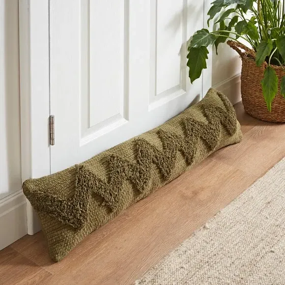Zig Zag Draught Excluder - Olive, Polyester