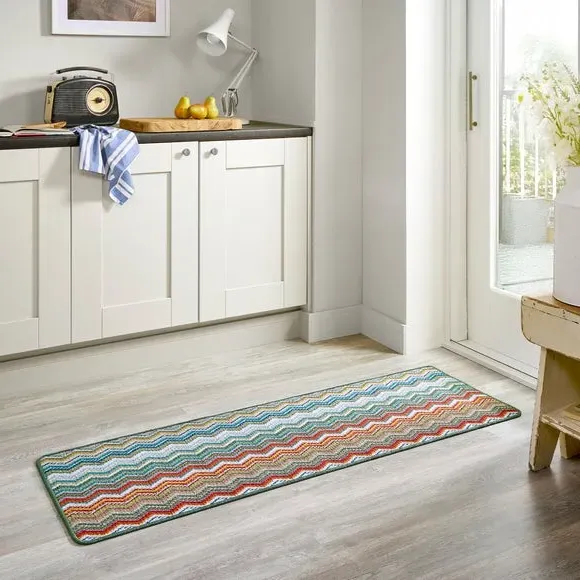 Zig Zag Runner Rug - Multicoloured, Boucle image