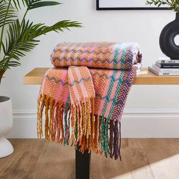 Zig Zag Throw Blanket - Multicolor, Soft Fabric image