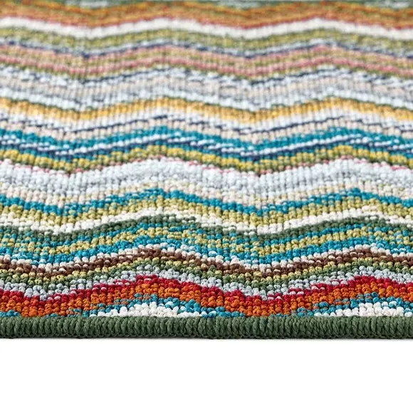 Zig Zag Washable Doormat - Multi, Boucle