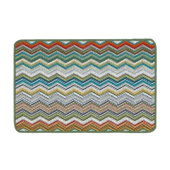 Zig Zag Washable Doormat - Multi, Boucle