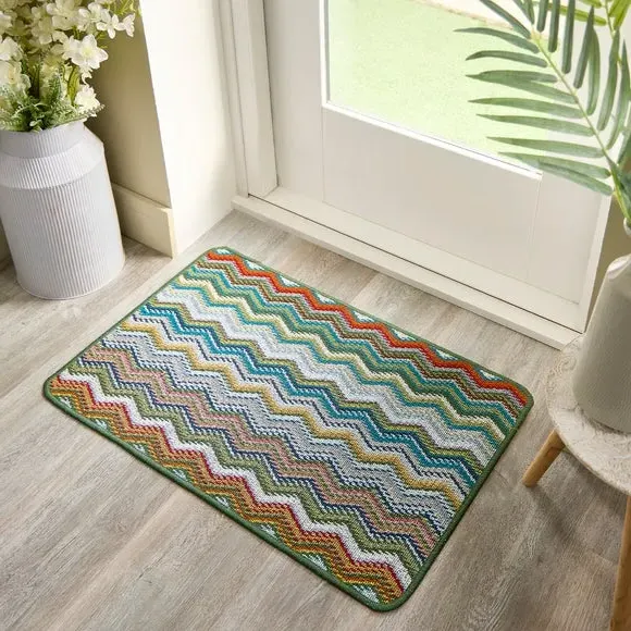 Zig Zag Washable Doormat - Multi, Boucle image