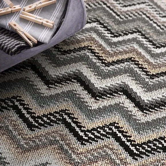 Zig Zag Washable Doormat - Natural, Boucle