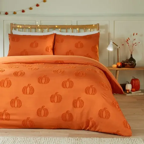 Pumpkin Fields Duvet Cover Set - Orange, Polyester image