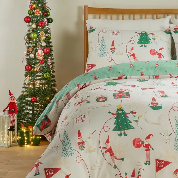 Reversible Duvet Cover Set - Cream, Polyester
