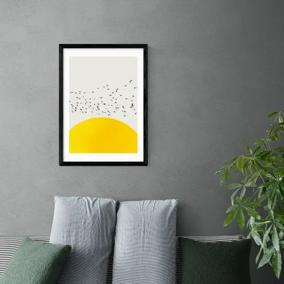 A Thousand Birds Wall Print - Yellow
