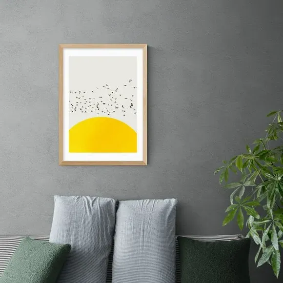 A Thousand Birds Wall Print - Yellow