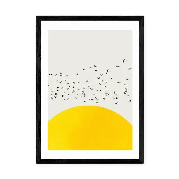 A Thousand Birds Wall Print - Yellow